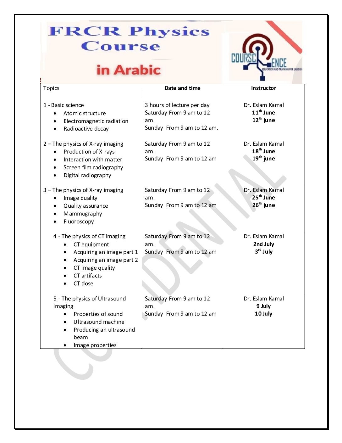 FRCR Physics Course Arabic Narration